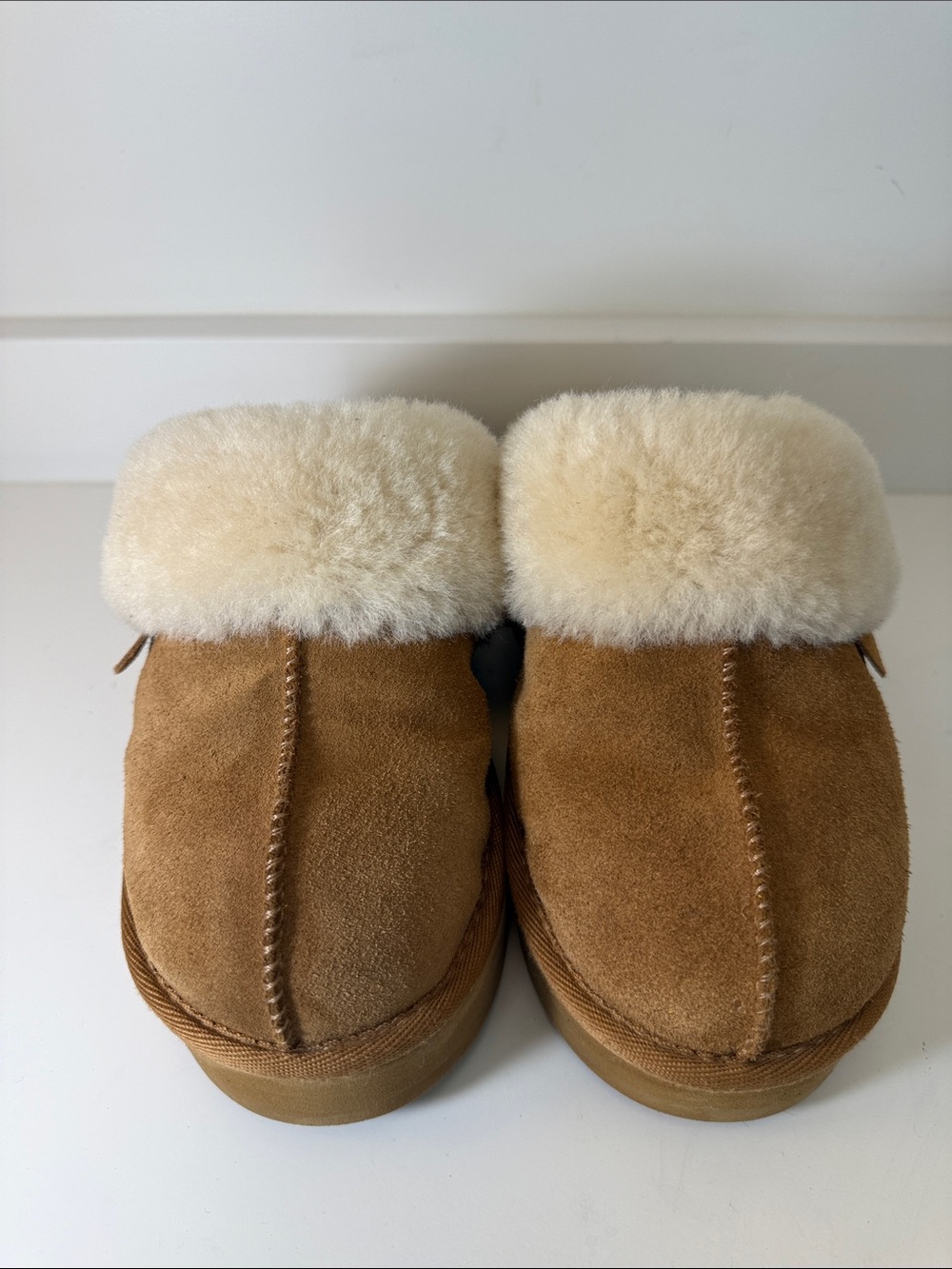 Women's Fireside by Dearfoams Melton Genuine Shearling Platform Scuff - Size 7